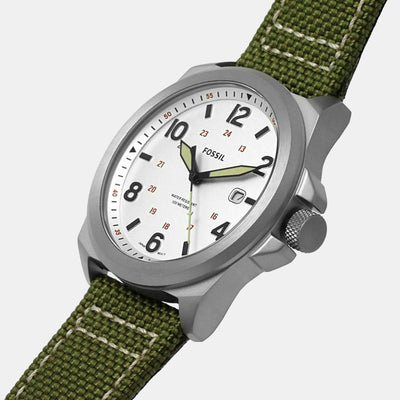 Bronson Men Quartz Silver Dial Analog Nylon Watch FS5918