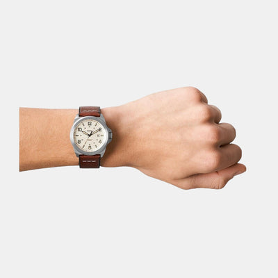 Bronson Men Quartz Cream Dial Analog Leather Watch FS5919