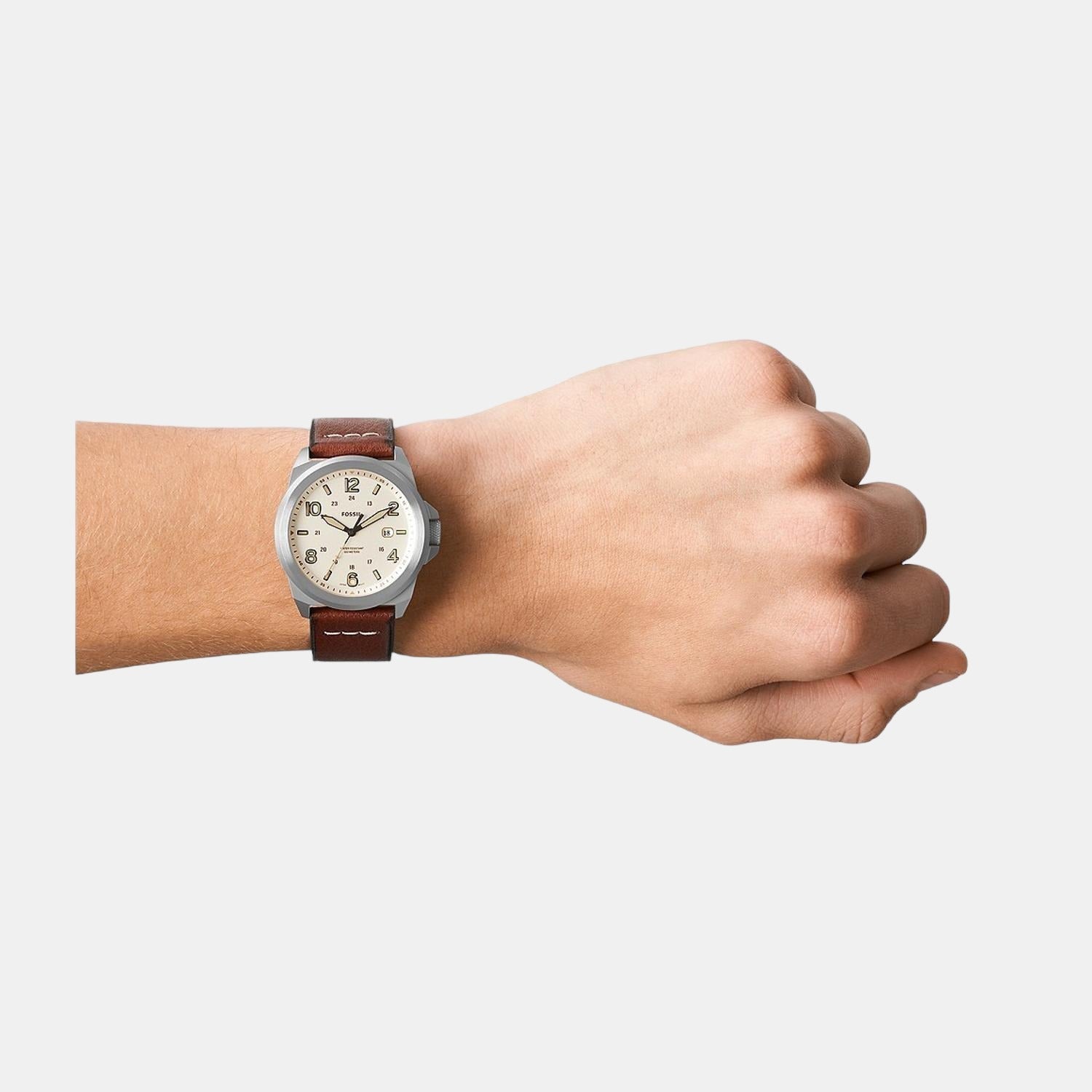 Bronson Men Quartz Cream Dial Analog Leather Watch FS5919