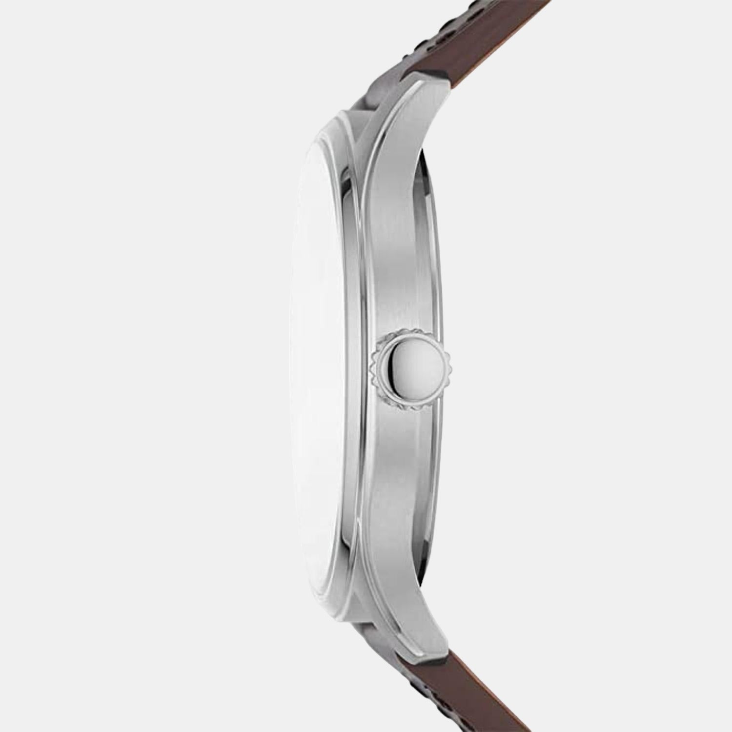 Dayliner Men Quartz Cream Dial Analog Leather Watch FS5927
