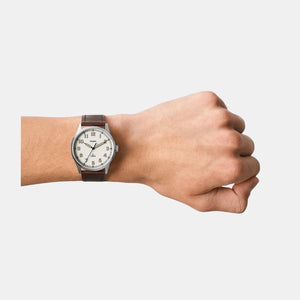 Dayliner Men Quartz Cream Dial Analog Leather Watch FS5927