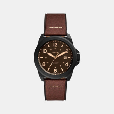 Bronson Men Quartz Black Dial Analog Leather Watch FS5938