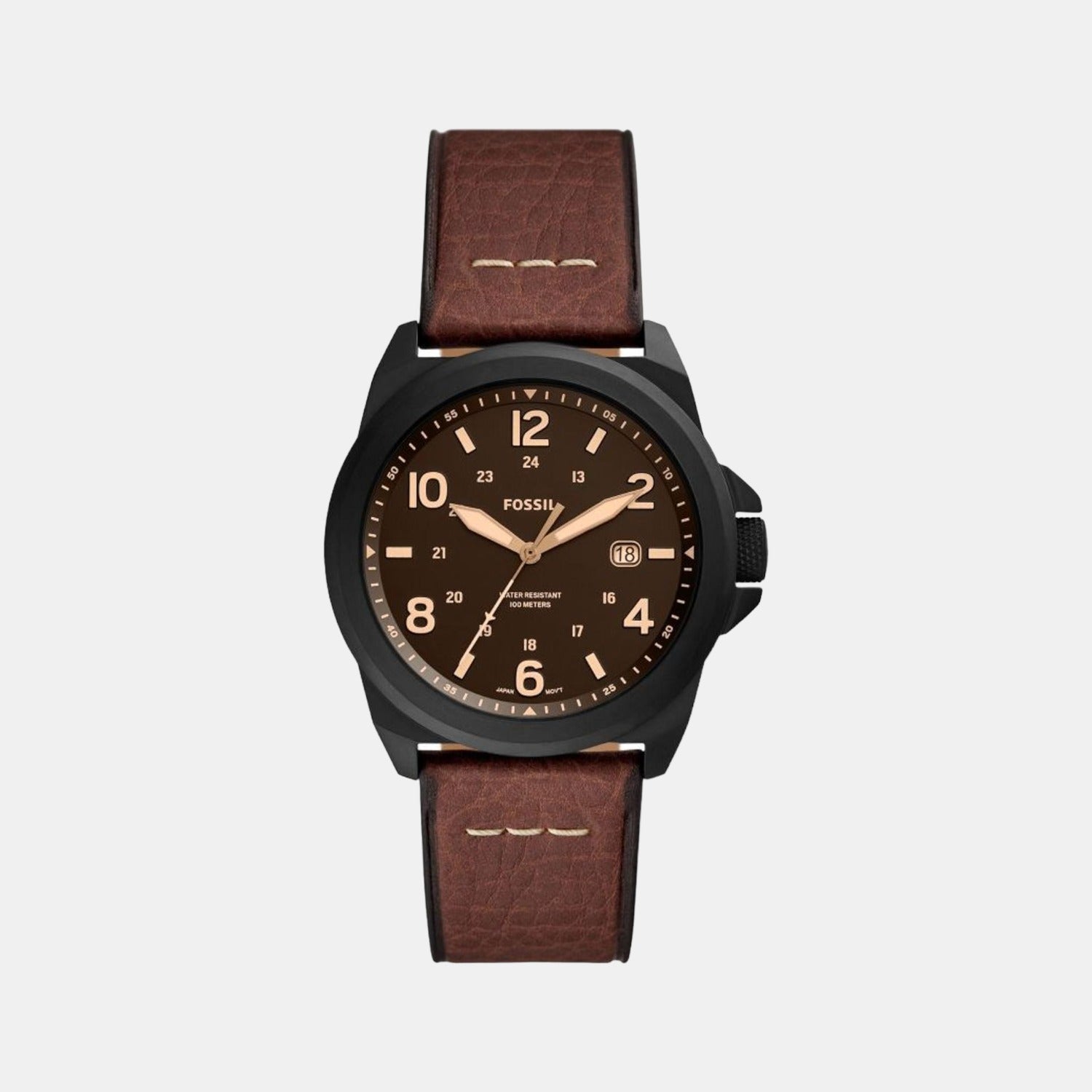 Bronson Men Quartz Black Dial Analog Leather Watch FS5938