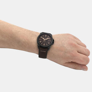 Bronson Men Quartz Black Dial Analog Leather Watch FS5938