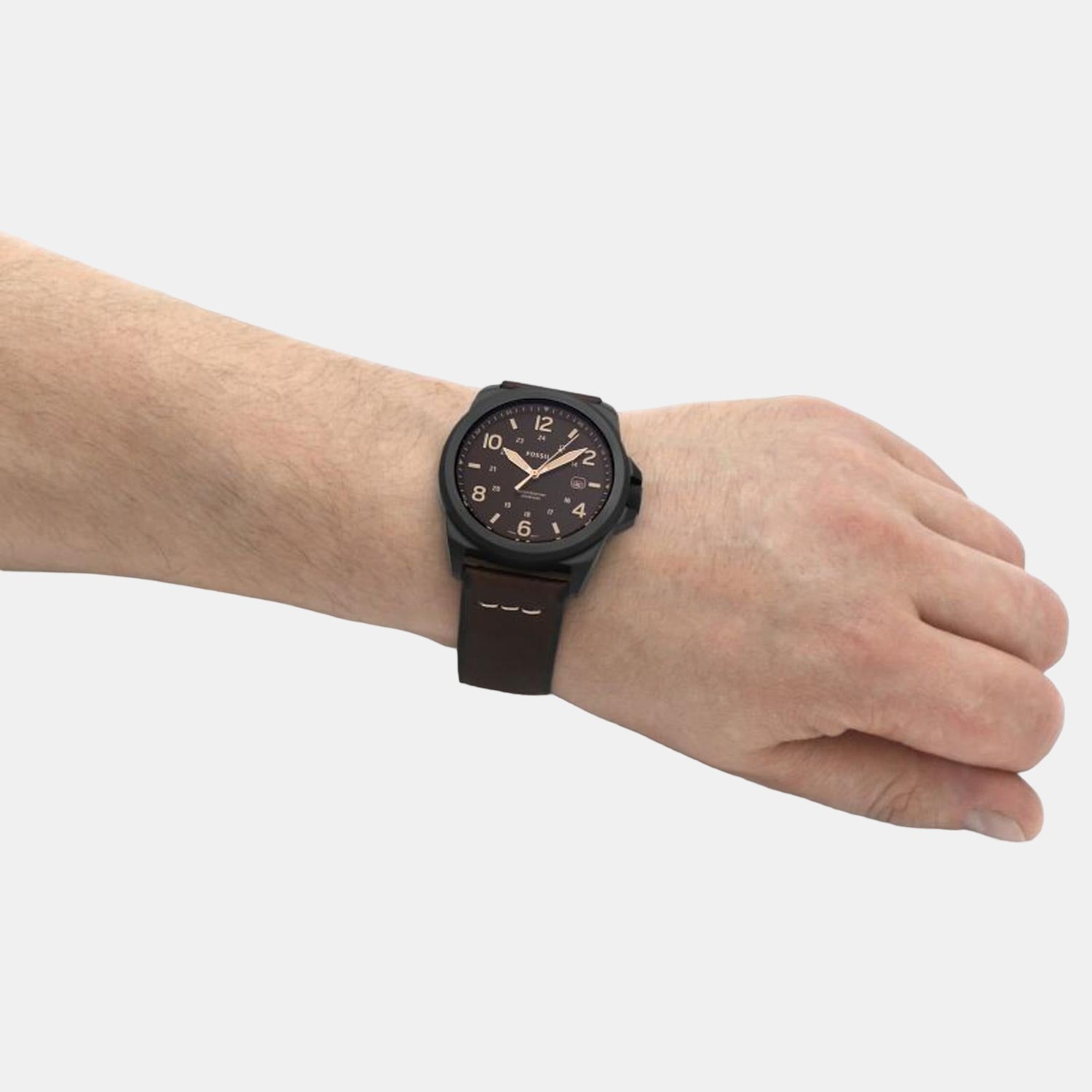 Bronson Men Quartz Black Dial Analog Leather Watch FS5938