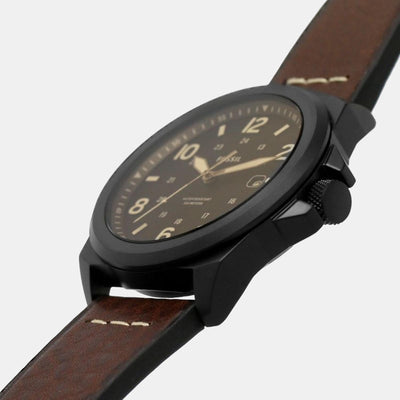 Bronson Men Quartz Black Dial Analog Leather Watch FS5938