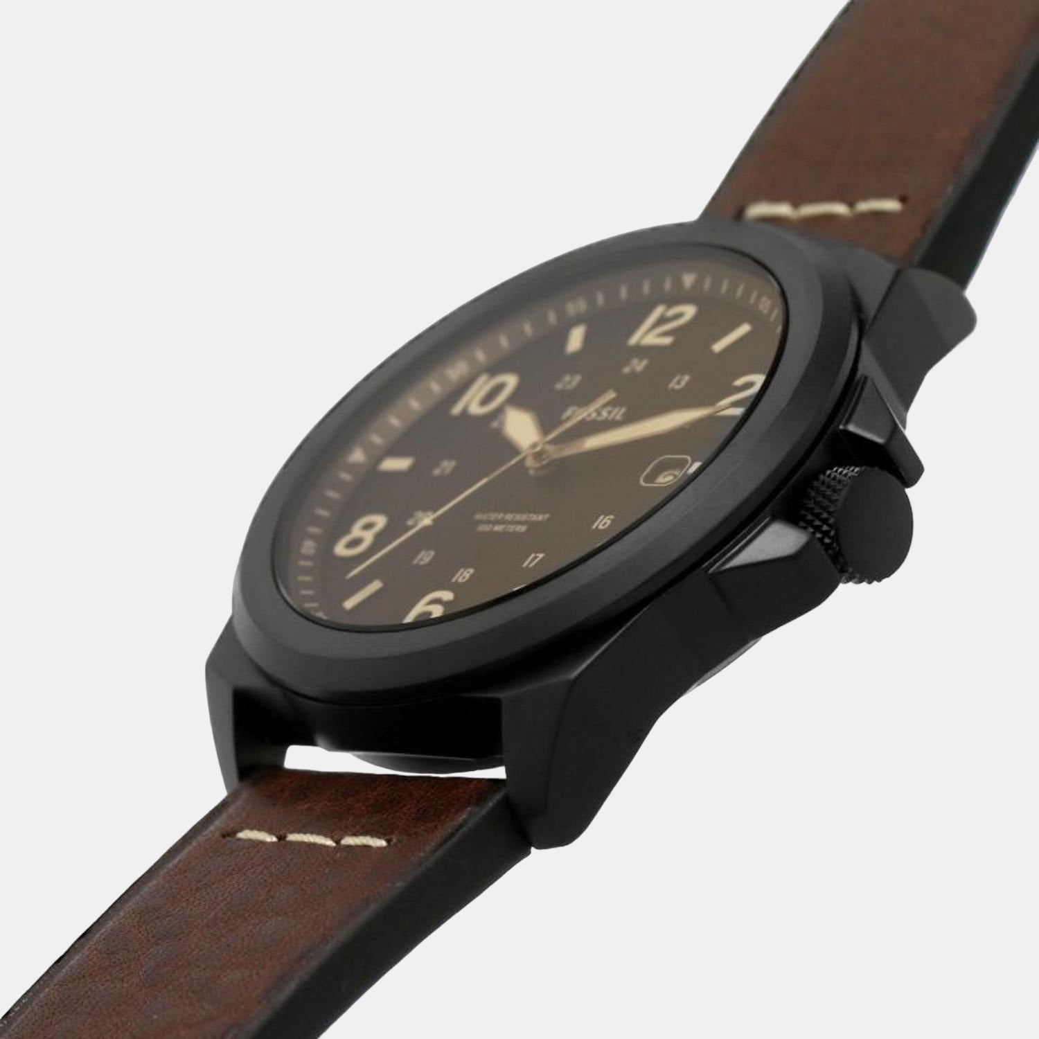 Bronson Men Quartz Black Dial Analog Leather Watch FS5938