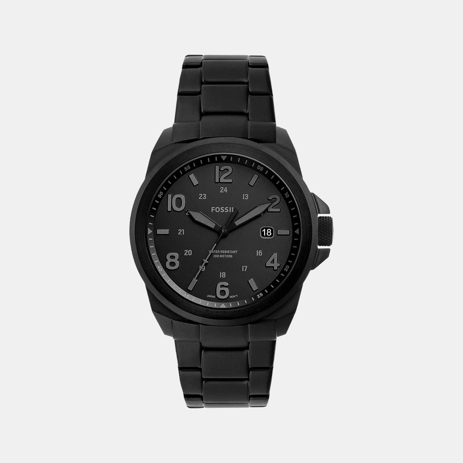 Bronson Men Quartz Black Dial Analog Stainless Steel Watch FS5940