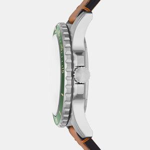 Fossil Blue Dive Men Quartz Green Dial Analog Leather Watch FS5946