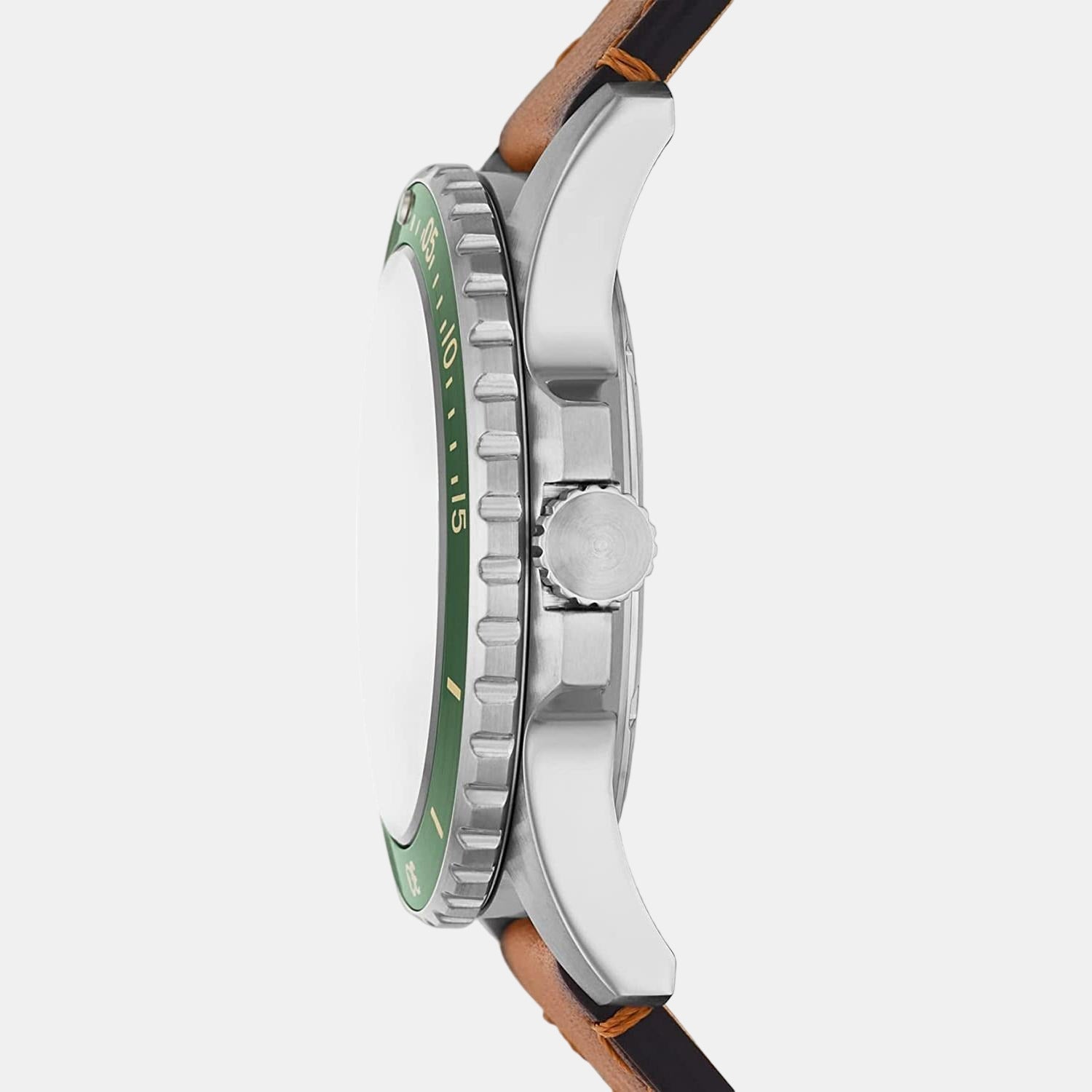 Fossil Blue Dive Men Quartz Green Dial Analog Leather Watch FS5946