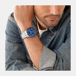 Fossil Blue Dive Men Quartz Blue Dial Analog Stainless Steel Watch FS5949