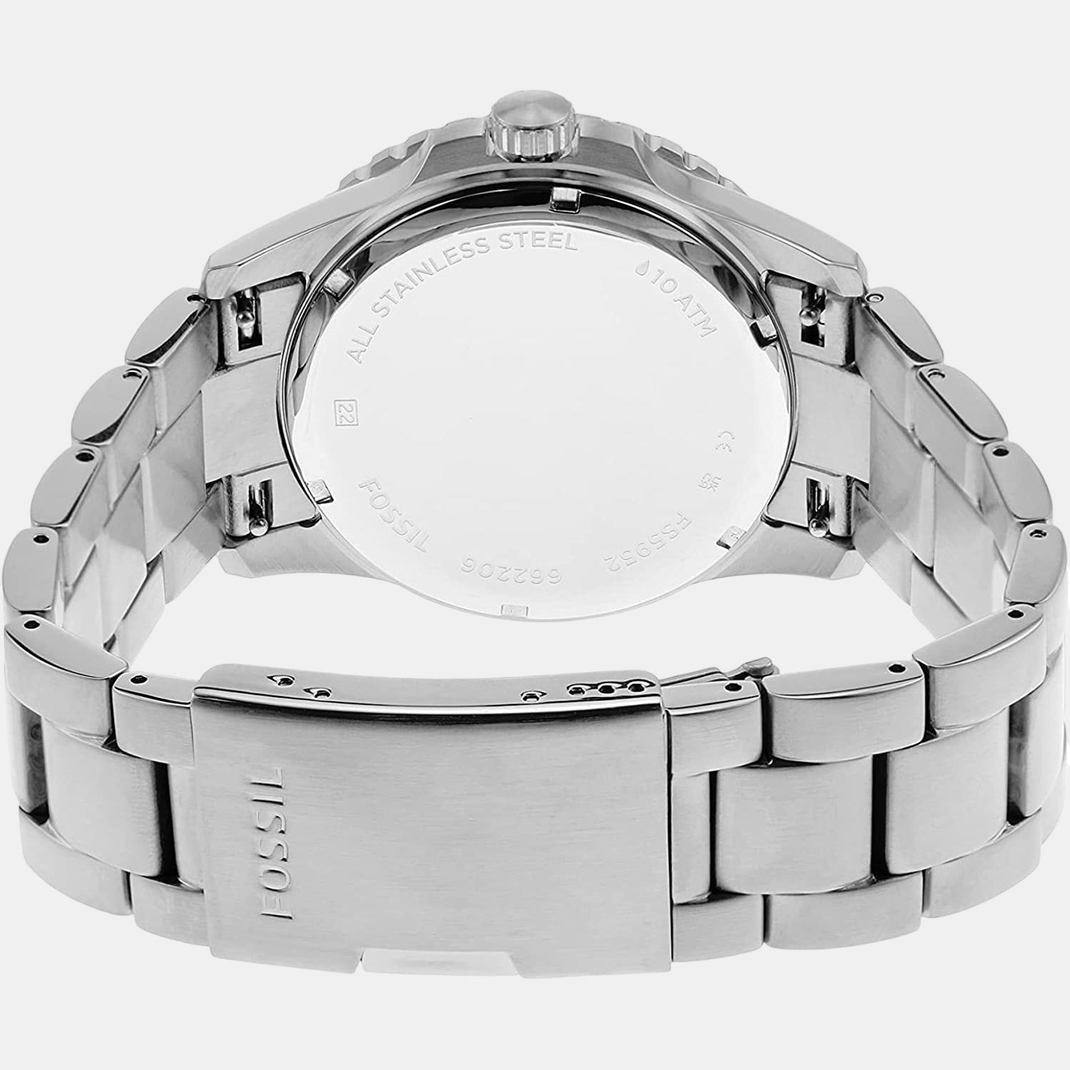 Fossil Blue Dive Men Quartz Silver Dial Analog Stainless Steel Watch FS5952