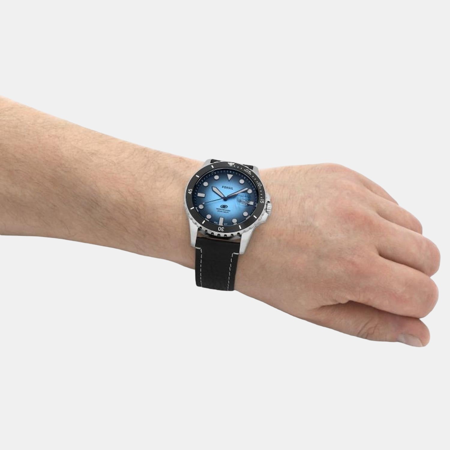 Fossil Blue Dive Men Quartz Blue Dial Analog Leather Watch FS5960