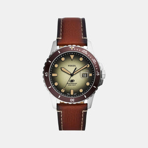 Fossil Blue Dive Men Quartz Green Dial Analog Leather Watch FS5961