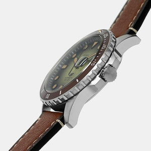Fossil Blue Dive Men Quartz Green Dial Analog Leather Watch FS5961