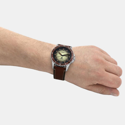 Fossil Blue Dive Men Quartz Green Dial Analog Leather Watch FS5961