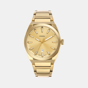 Everett Men Quartz Gold Dial Analog Stainless Steel Watch FS5965