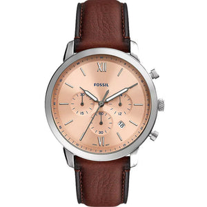 Fossil Neutra Rose Gold & Brown Strap 44 MM Watch for Men