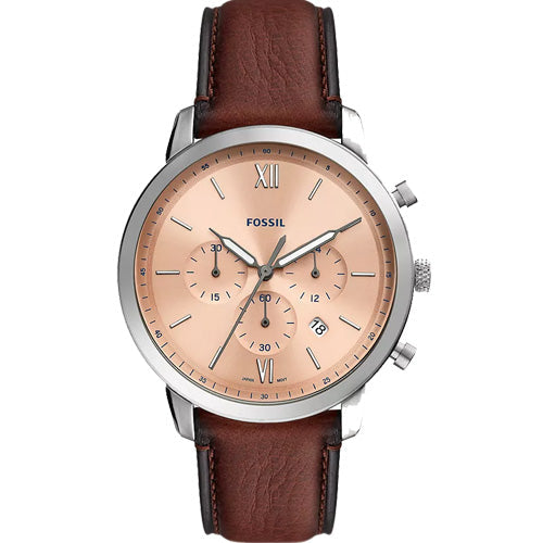 Fossil Neutra Rose Gold & Brown Strap 44 MM Watch for Men