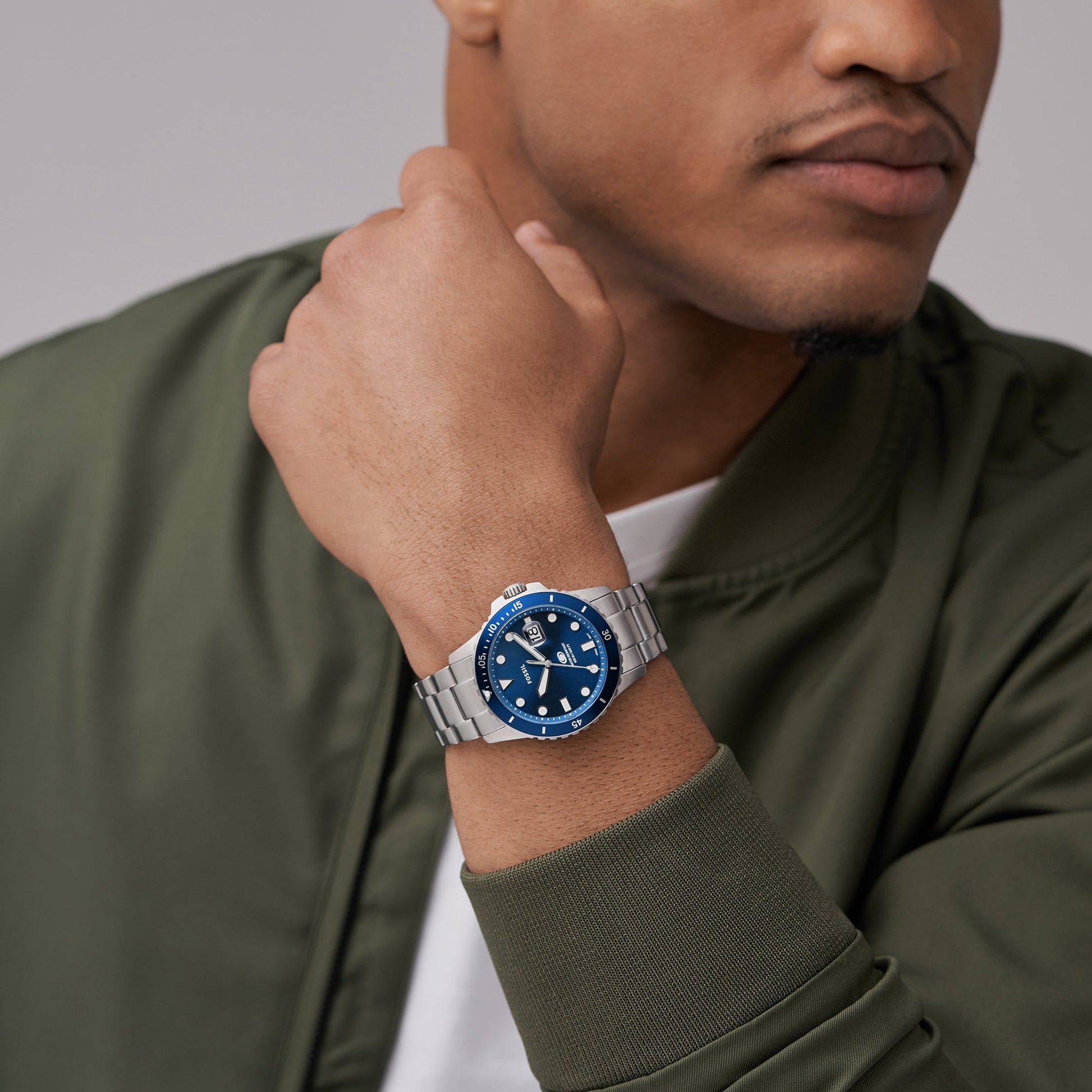 Fossil Blue Dive Men Quartz Blue Dial Analog Stainless Steel Watch FS6029