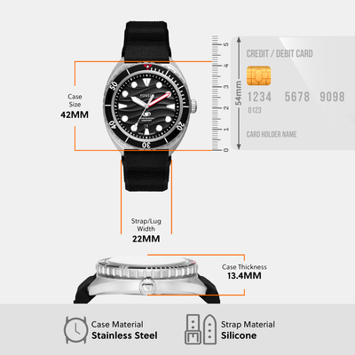 Breaker Men Quartz Black Dial Analog Silicone Watch FS6062