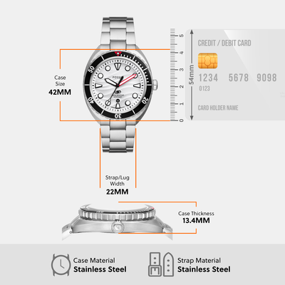 Breaker Men Quartz White Dial Analog Stainless Steel Watch FS6063