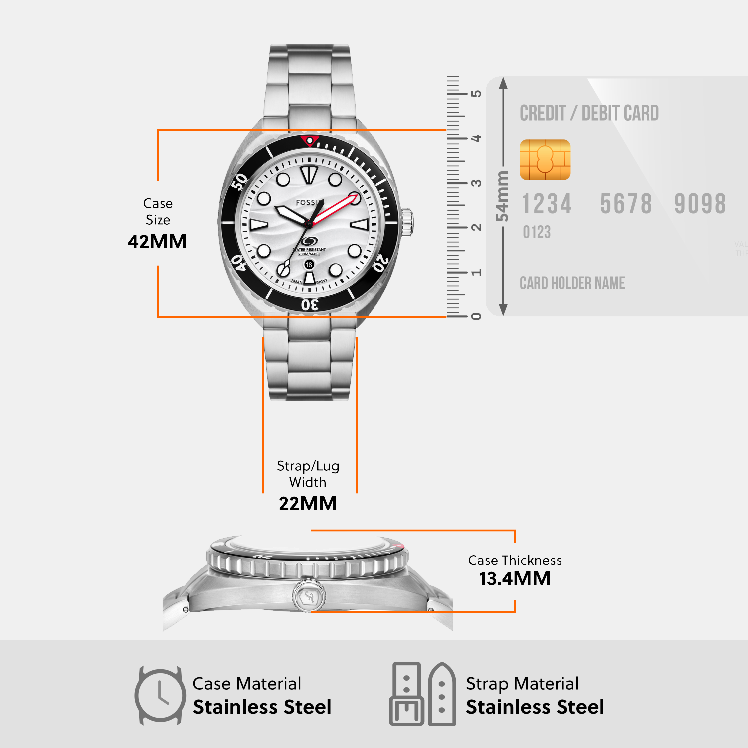 Breaker Men Quartz White Dial Analog Stainless Steel Watch FS6063