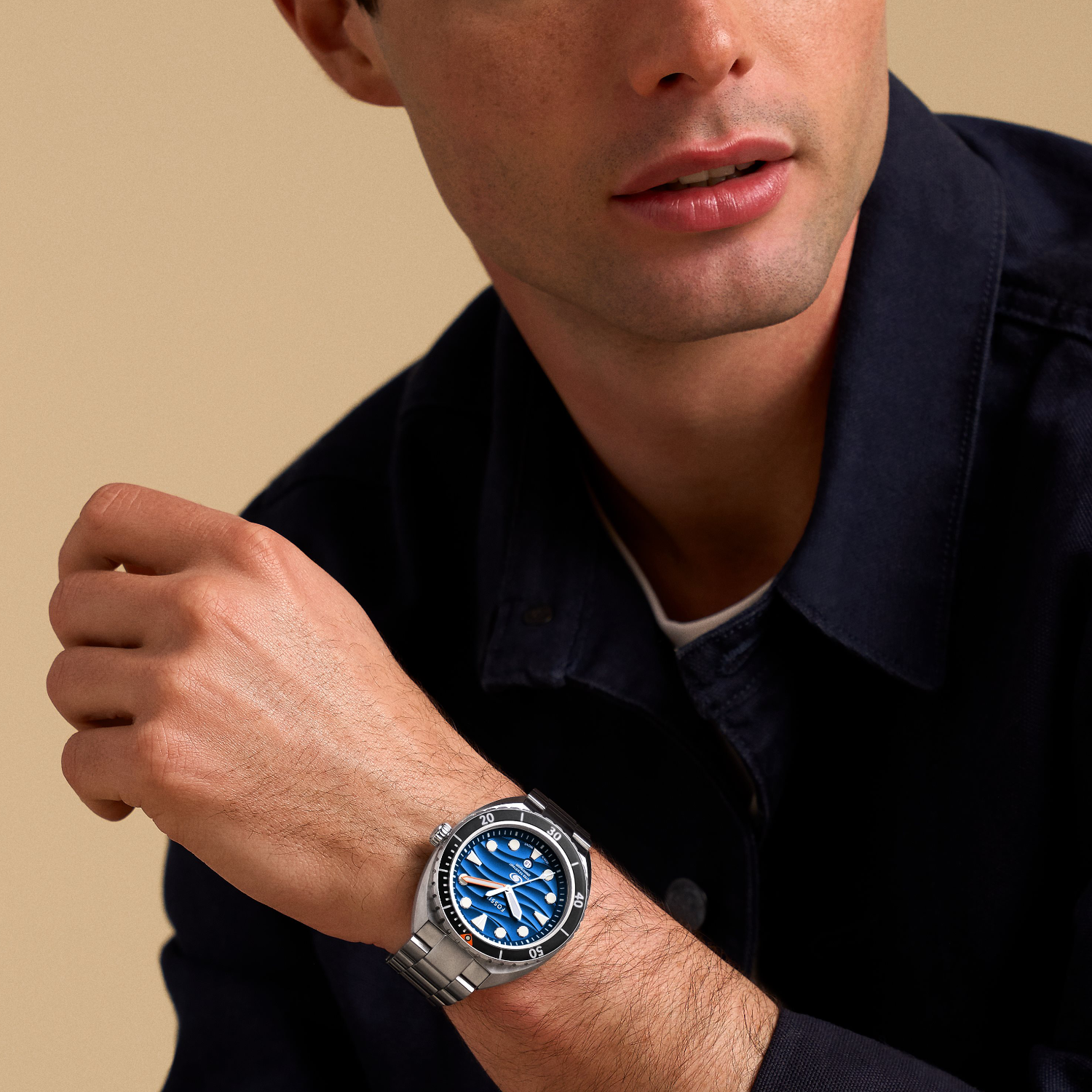 Breaker Men Quartz Blue Dial Analog Stainless Steel Watch FS6064