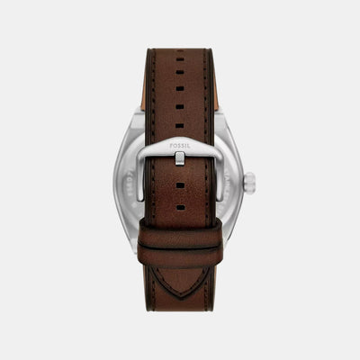 Everett Men Quartz Cream Dial Analog Leather Watch FS6071