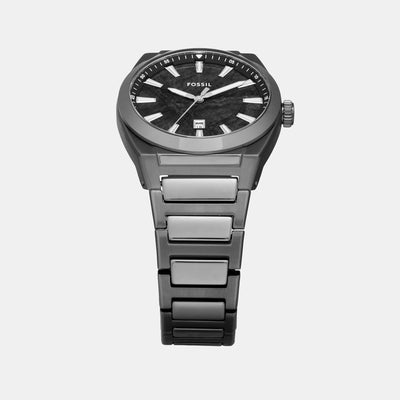 Everett Men Quartz Black Dial Analog Stainless Steel Watch FS6075