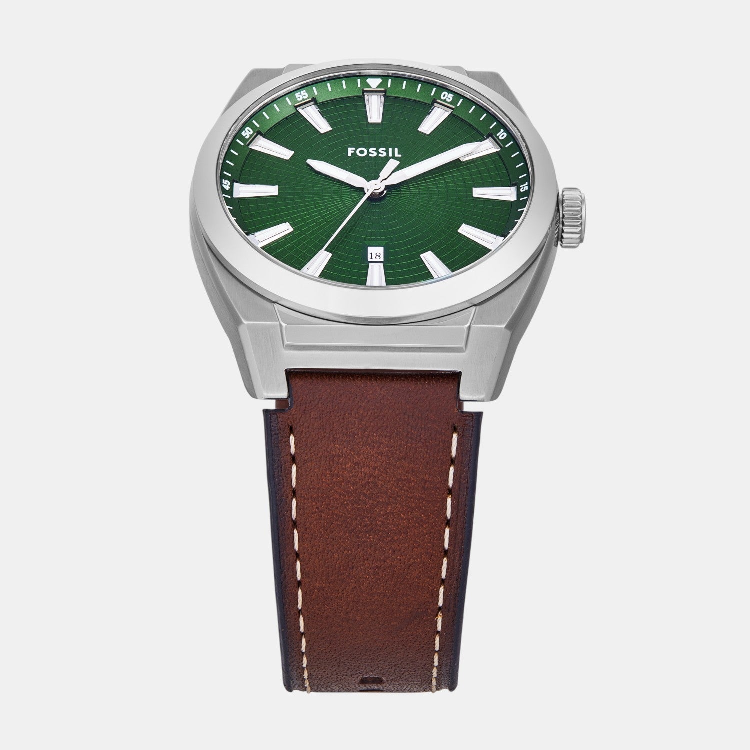 Everett Men Quartz Green Dial Analog Leather Watch FS6080SET