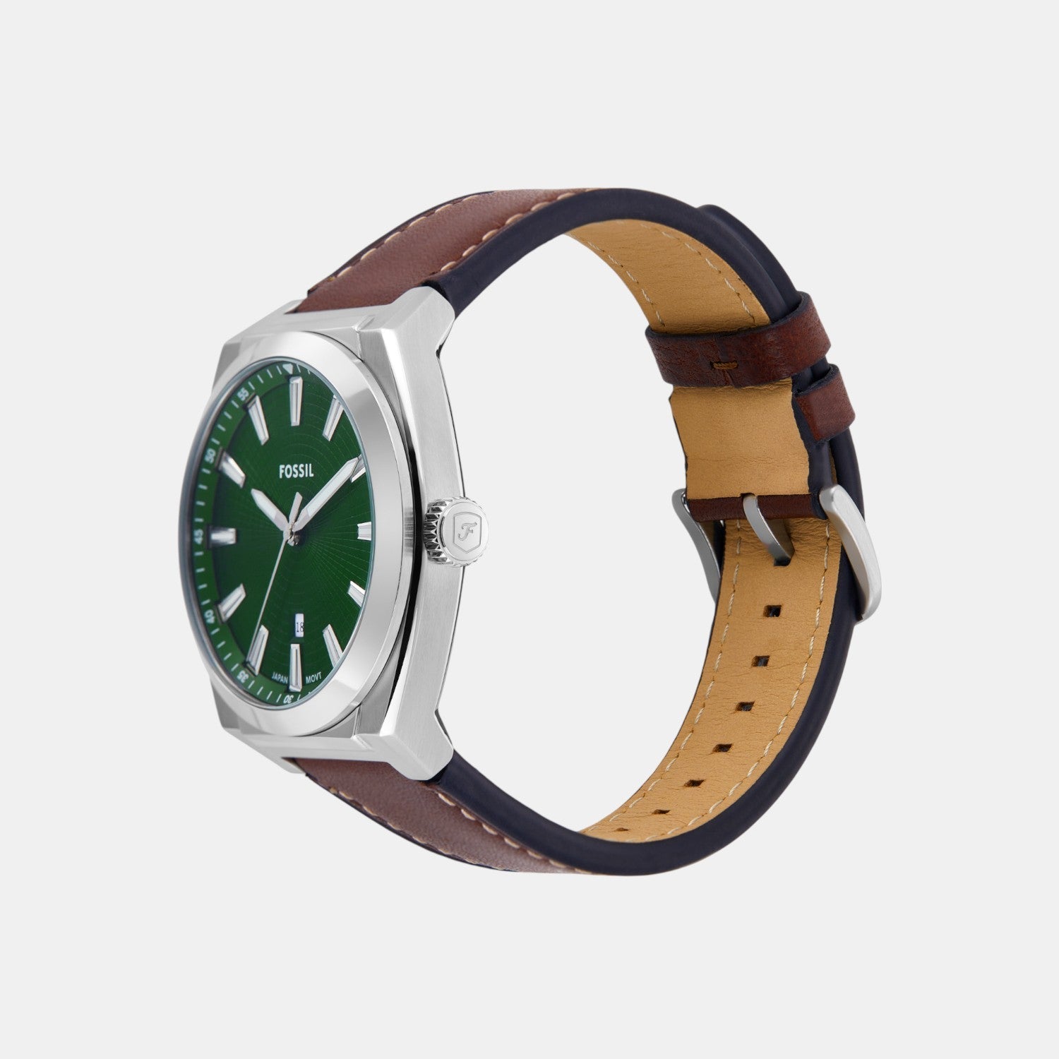 Everett Men Quartz Green Dial Analog Leather Watch FS6080SET