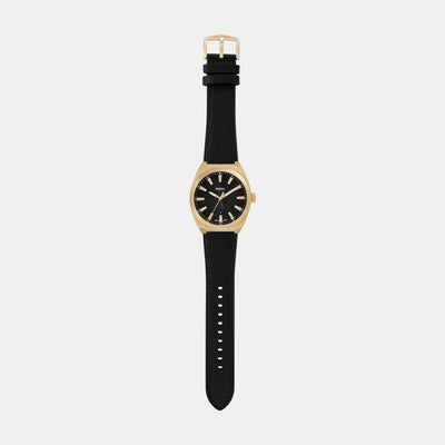 Everett Men Quartz Black Dial Analog Leather Watch FS6089