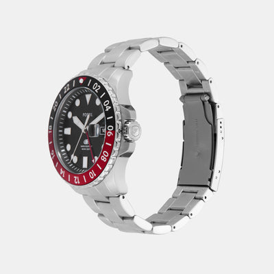 Fossil Blue GMT Men Black Dial Analog Stainless Steel Watch FS6092