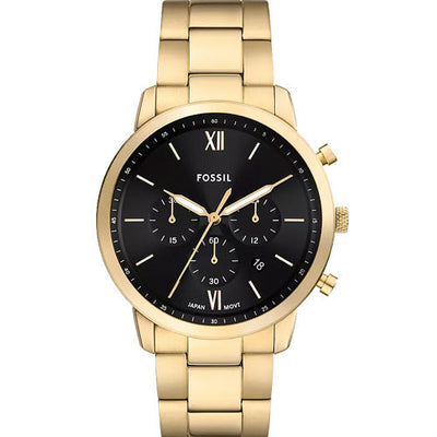 Fossil Neutra Black Dial & Gold Chain 44 MM Watch for Men