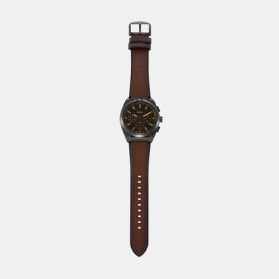 Everett Men Quartz Black Dial Chronograph Leather Watch FS6108