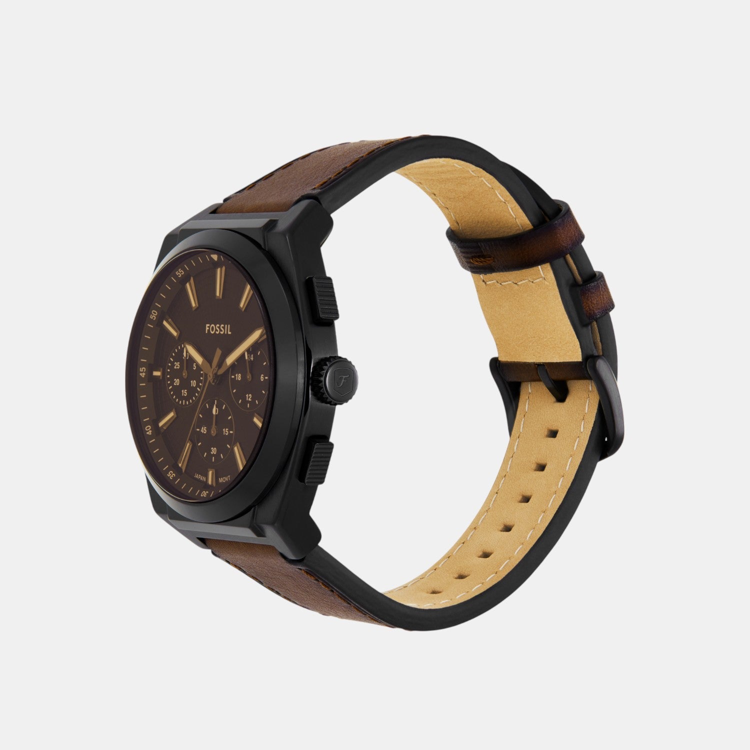 Everett Men Quartz Black Dial Chronograph Leather Watch FS6108