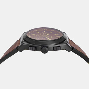 Everett Men Quartz Black Dial Chronograph Leather Watch FS6108