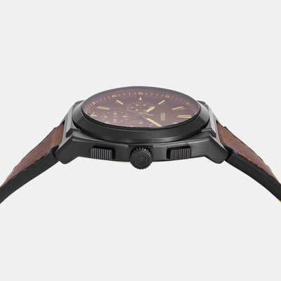 Everett Men Quartz Black Dial Chronograph Leather Watch FS6108