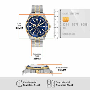 Garrett Men Quartz Blue Dial Multi-Function Stainless Steel Watch FS6146
