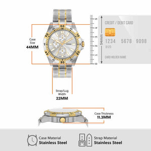 Garrett Men Quartz Silver Dial Multi-Function Stainless Steel Watch FS6148