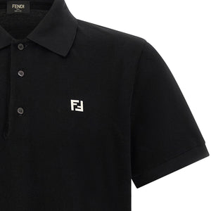 Fendi Ff Metallic Logo Polo Shirt