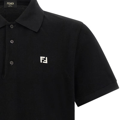 Fendi Ff Metallic Logo Polo Shirt