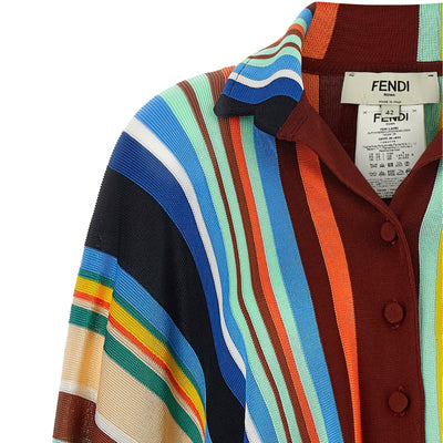 Fendi Striped Poncho With Fringes