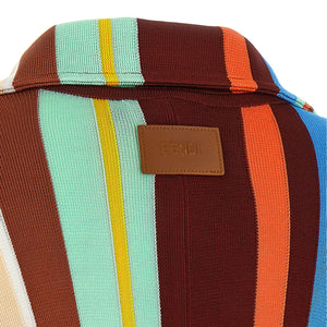 Fendi Striped Poncho With Fringes