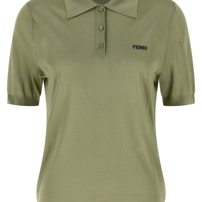 Fendi Shiny Viscose Polo Shirt