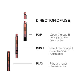 Fab Stick 5 in 1 Matte Finish Lipstick (Pack of 2)