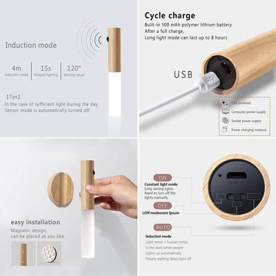 FabLit Magnetic Wood Stick Light