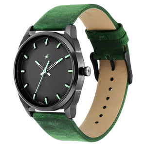 Fastrack After Dark Black Dial Leather Strap Watch for Mens