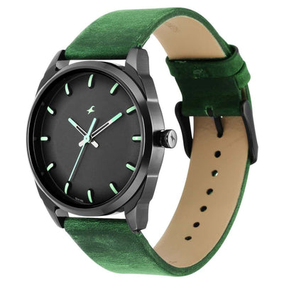 Fastrack After Dark Black Dial Leather Strap Watch for Mens